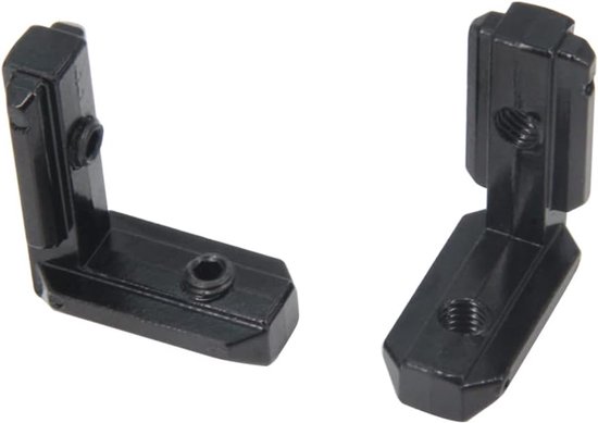 L-vorm 90 graden gezamenlijke beugels met M6 schroeven voor 8 mm sleuf 3030 serie aluminium extrusieprofiel, 10 stks/pak (zwart-3030serie) — afbeelding 3
