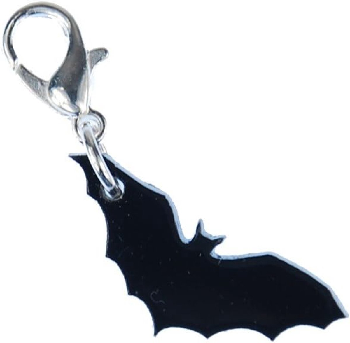 Vleermuis Charm vampier Halloween acrylglas sz - handgemaakte modesieraden I ketting hanger verzilverd - bedelhanger bedelarmband - hanger voor armband, 20 mm, Metaal, Glas