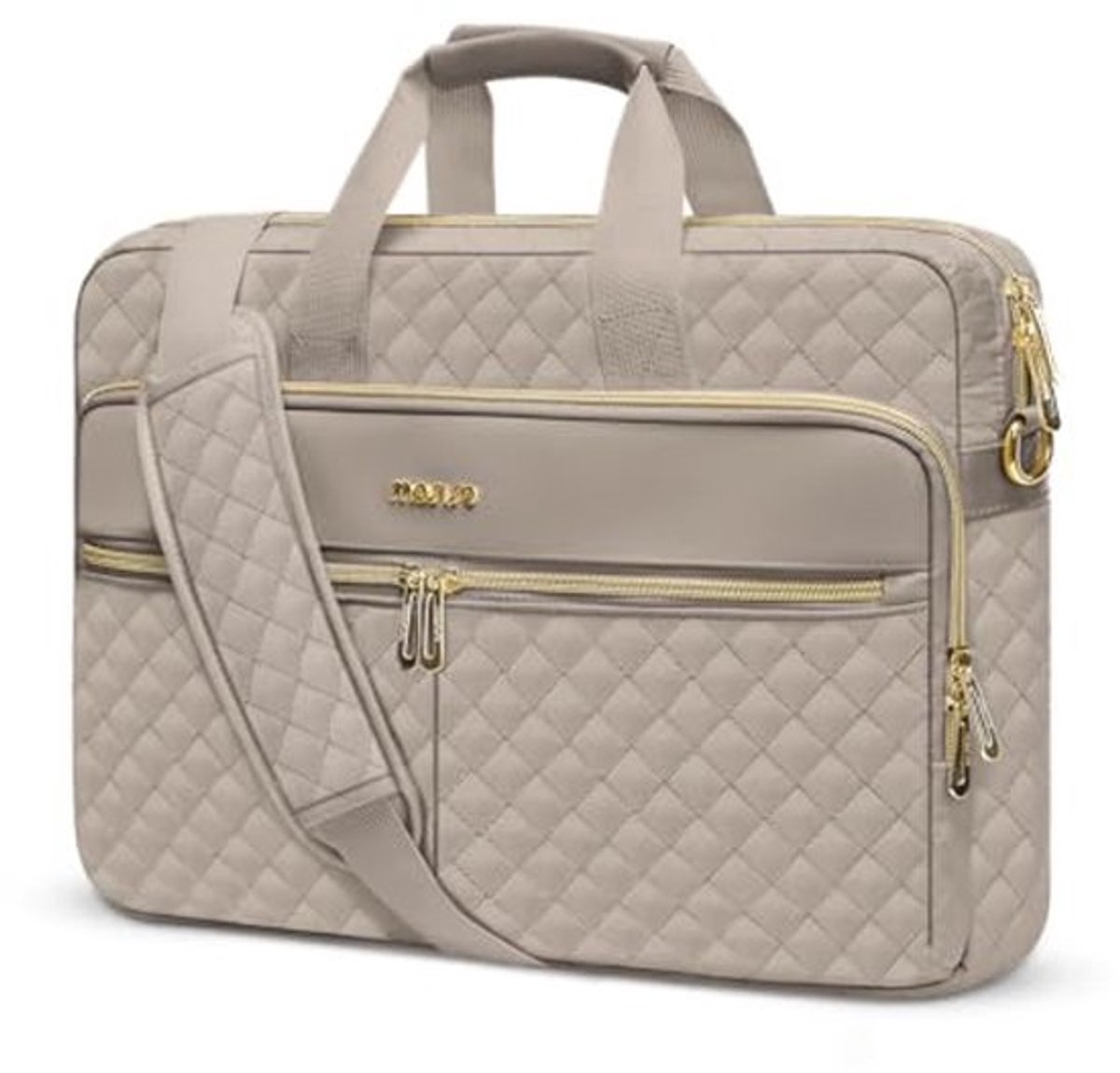 Laptoptas voor dames en heren, gewatteerde messenger tas voor kantoor en reizen met 3 zakken