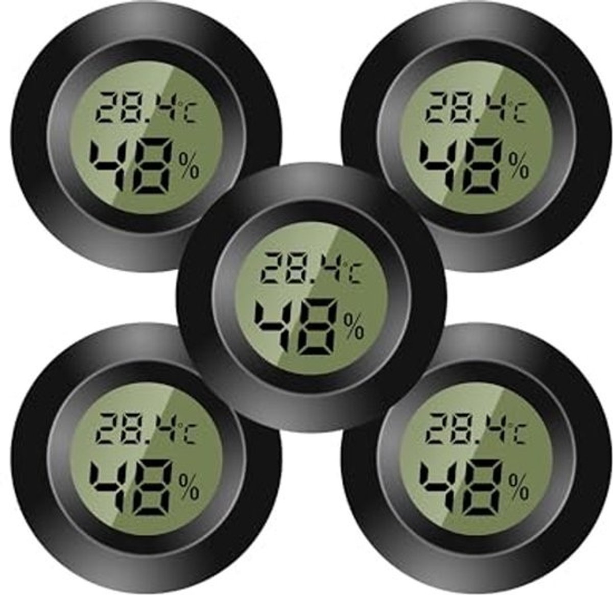 Mini-thermometer en hygrometer voor binnengebruik - Temperatuur- en vochtigheidsmonitor voor thuis, kleuterschool, broeikas, incubators en reptielen - Zwart