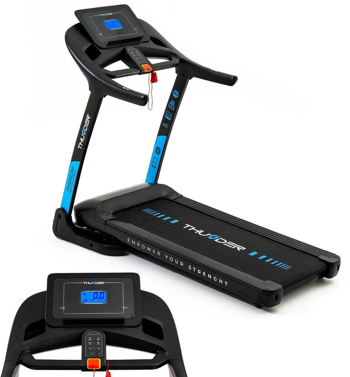 THUNDER Loopband - Opvouwbaar - 18 km/u - 15 hellingsniveaus - 160 kg - THUNDER PHENOM-S-BLACK