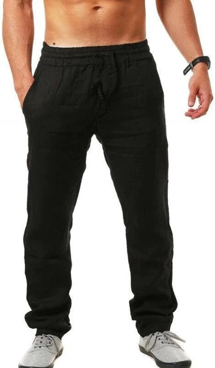broek voor heren, zomer, strand, casual broek, effen kleur, broek met elastische tailleband