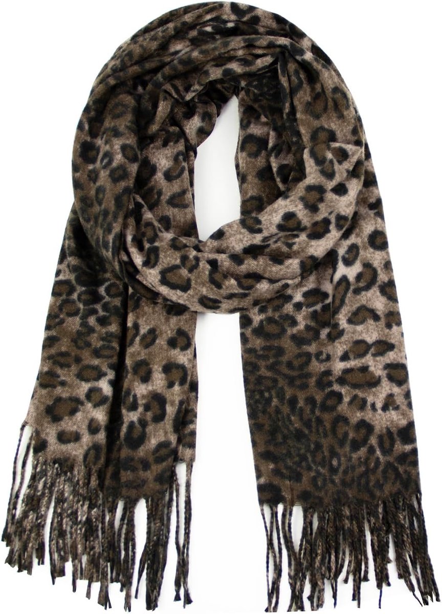 Damessjaal XXL behaaglijk warm luipaardpatroon poncho sjaal oversized dekensjaal