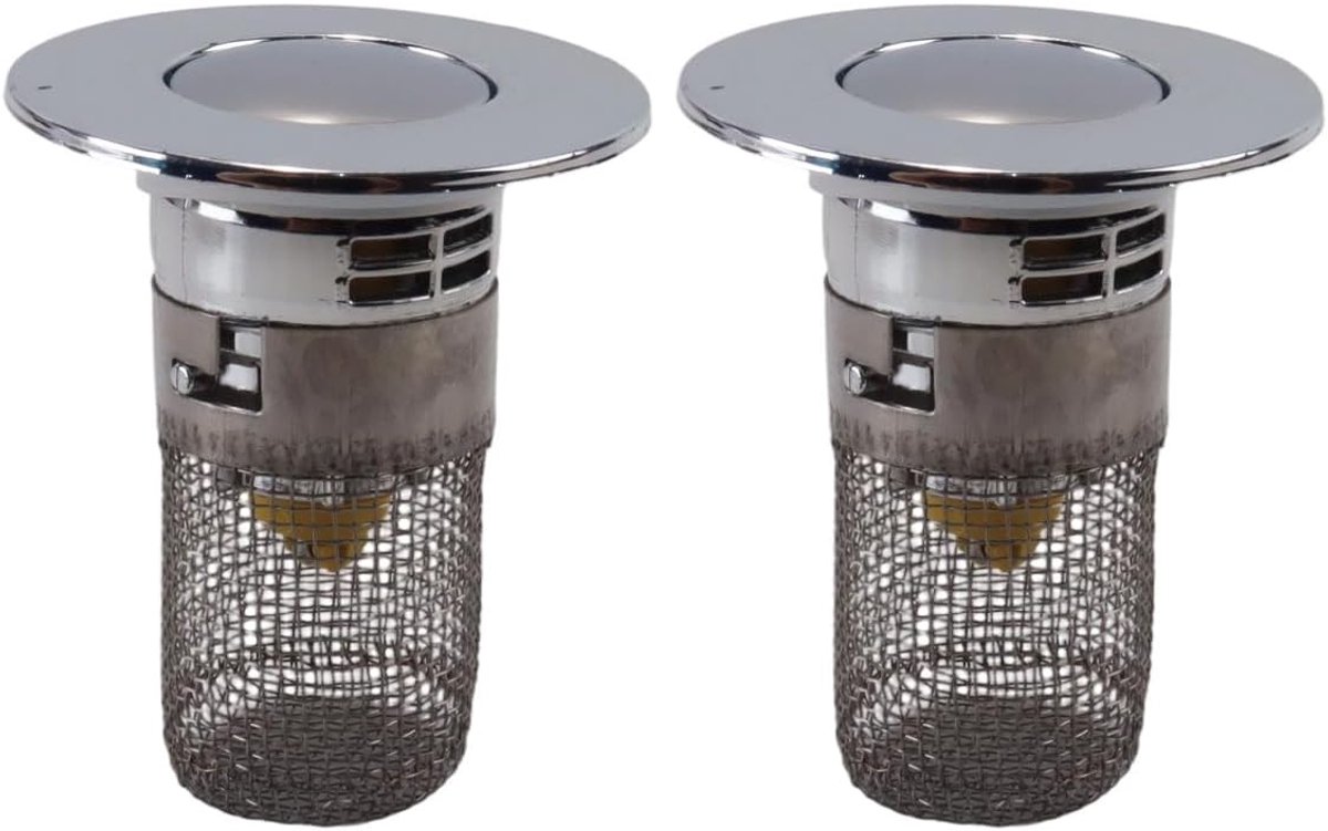 2 Stks Pop Up Gootsteen Afvoer Stopper 304 Rvs Afval Zeef voor 34-40mm Afvoergaten met Extra Afdichtingen