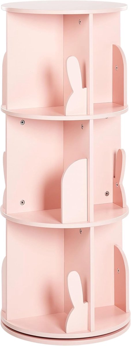 Boekenkast 3 lagen MDF kinderkamer konijn motief pastel roze Caney