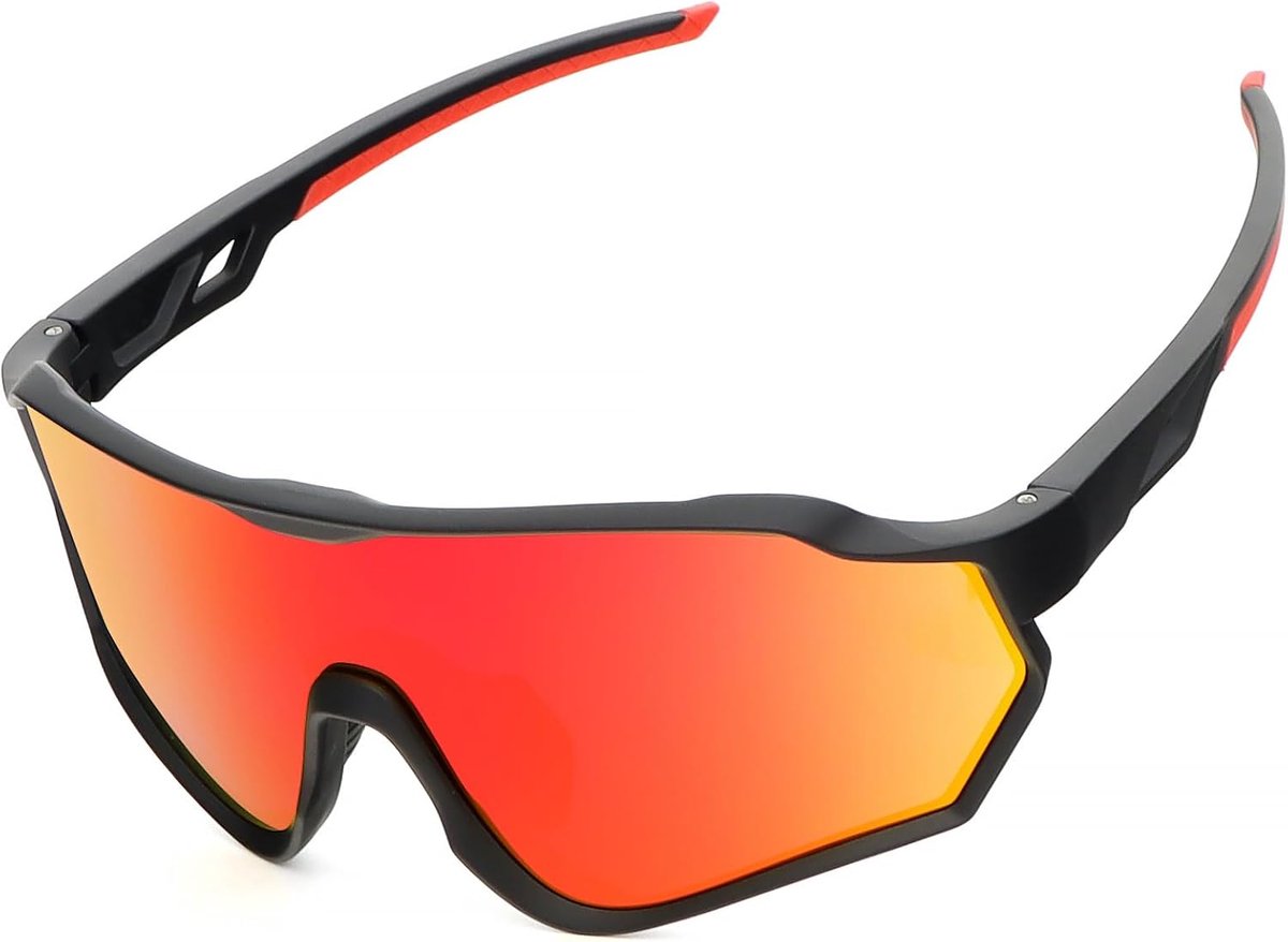 Sportbril voor dames en heren, hardloopbril, gepolariseerde UV-bescherming, TR90, ultralicht frame, verstelbare neusbrug, volledig montuur, zonnebril
