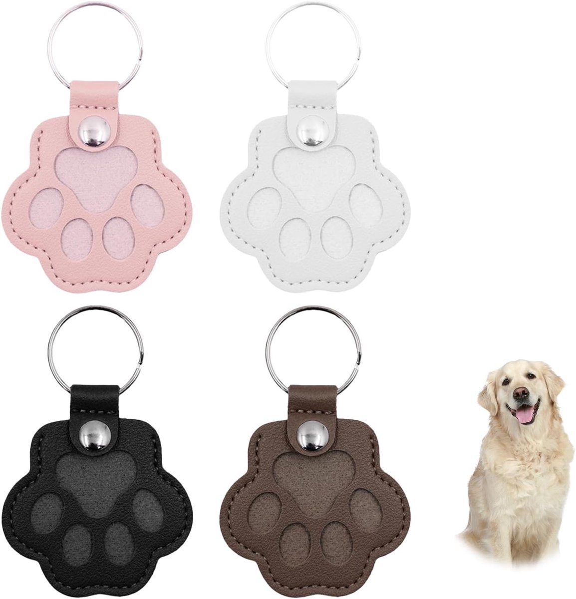 4 Stuks Herdenkingsdoos voor Huisdierhaar, Gepersonaliseerde Kattenhaarverzamelaar Sleutelhanger, Opbergtas voor Kattenhaar Sleutelhanger Pootvorm Herdenkingscadeau