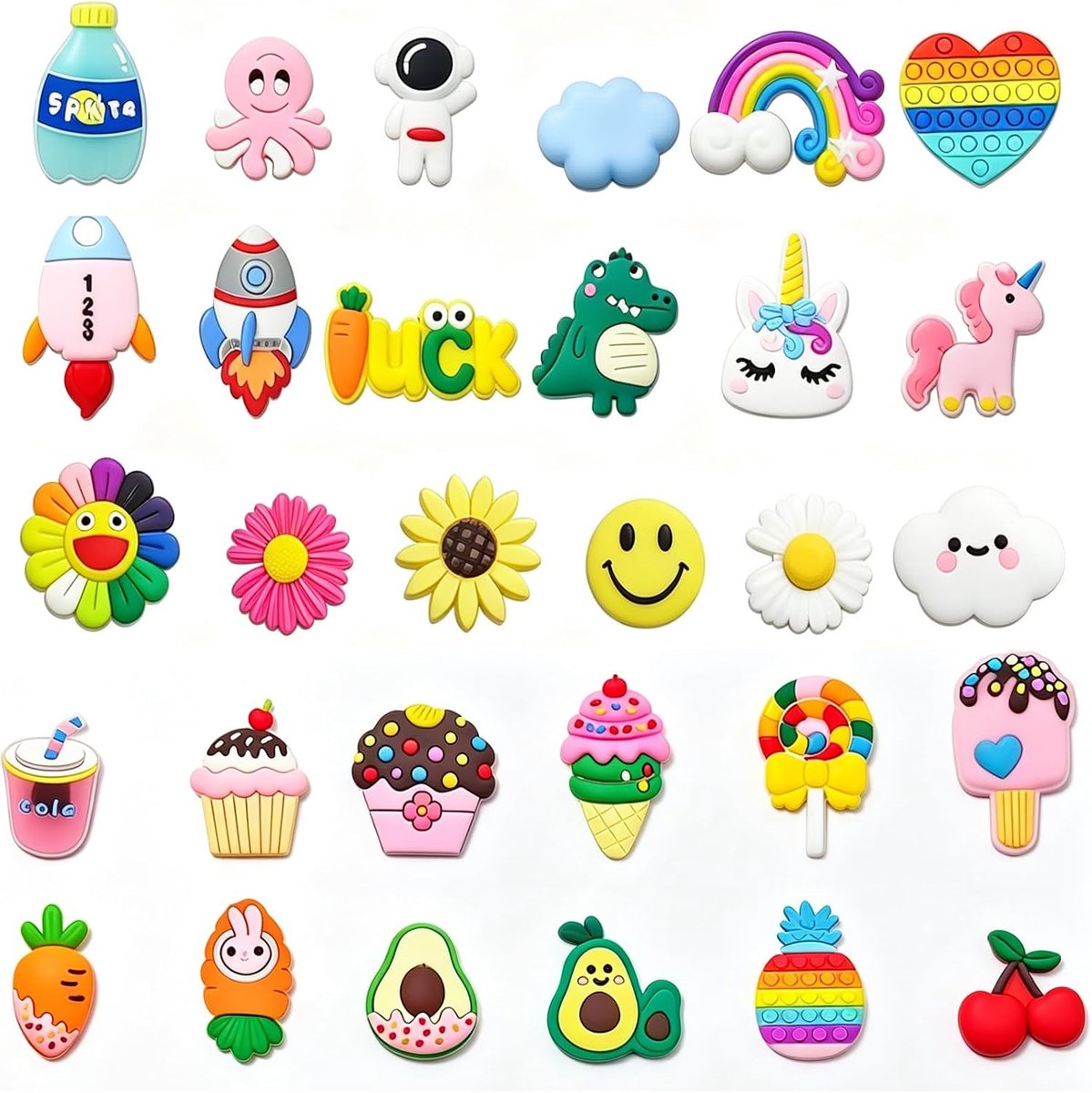 30 stuks spelden, cartoon-schoendecoraties, Cro C-stekers, schoenhangers voor klompen, schoenbedels, accessoires voor sandalen, doe-het-zelf cadeau, versieringsknoppen, schoenspelddecoratie, jongens