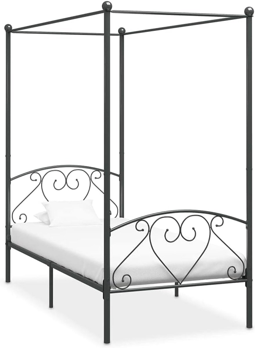 Metaal gordijnbedframe klassiek eenpersoons grijs 120x200 cm