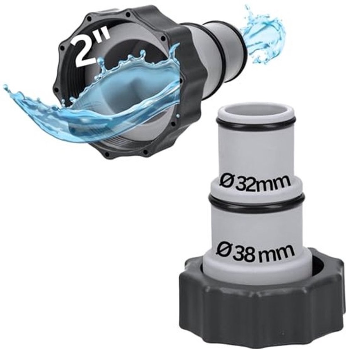 Slangadapter voor zwembad 38 mm en 32 mm - Set van 2