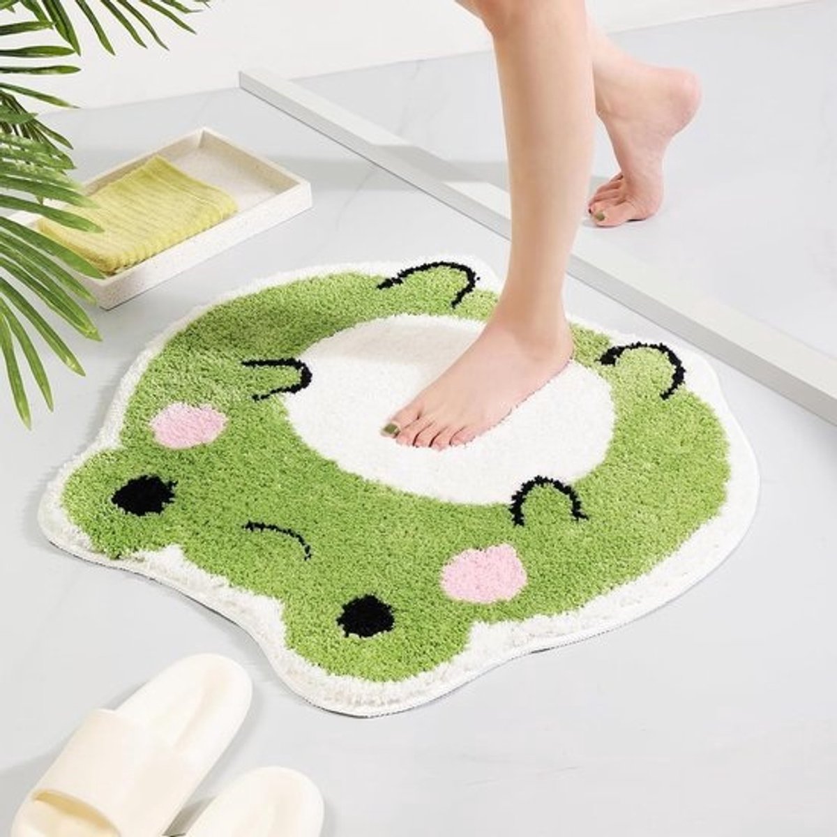 Leuke Antislip Badmat Kikkervorm voor Badkamer - Luxe Absorberende Shaggy Douchemat