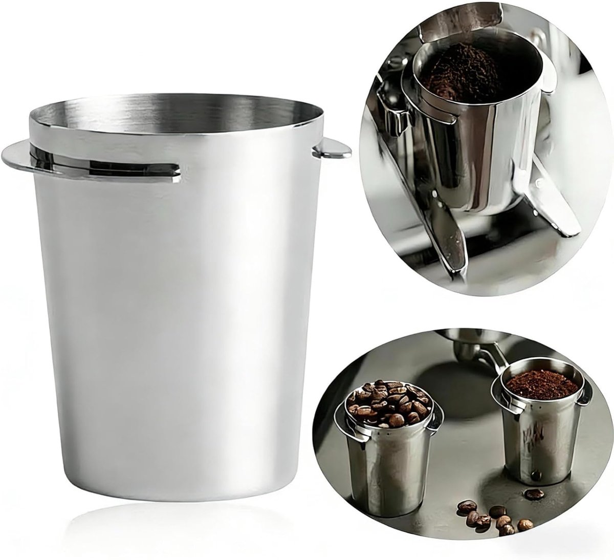 Doseerbeker, 51 mm roestvrijstalen koffiedoseerbeker, doseerbeker 51 mm, koffiepoeder ontvangstbeker, robuuste koffiedoseerbeker voor molen, filterdragermachine, gemakkelijk te