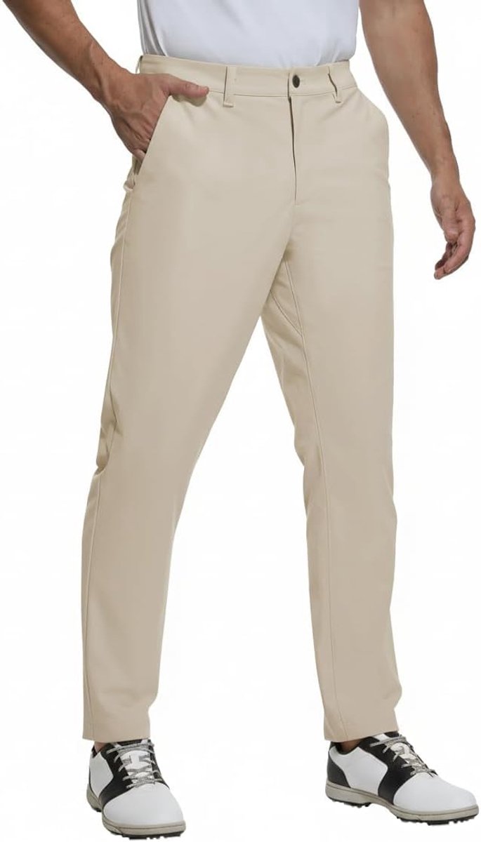 Golfbroek voor heren, stretch, slim fit, lange kostuumbroek, vrijetijdsbroek, licht, effen, casual, zakelijke broek met zakken