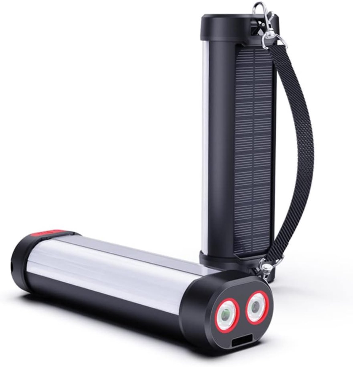 Led-campinglamp op zonne-energie, magnetische campinglamp, oplaadbaar, 6000 mAh, twee ledlampen, outdoor elektrische lantaarns, IP66 waterdicht/valbestendig, nooduitrusting, black-out preventie
