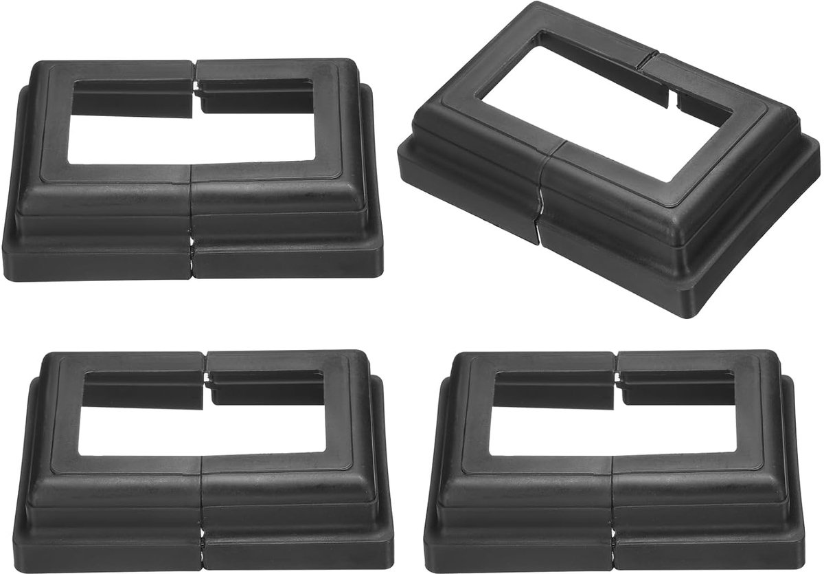 Paalsokkelafdekking, 4 stuks, PVC, zwart, 12 x 8,3 cm, voor trapleuningen en hekpalen