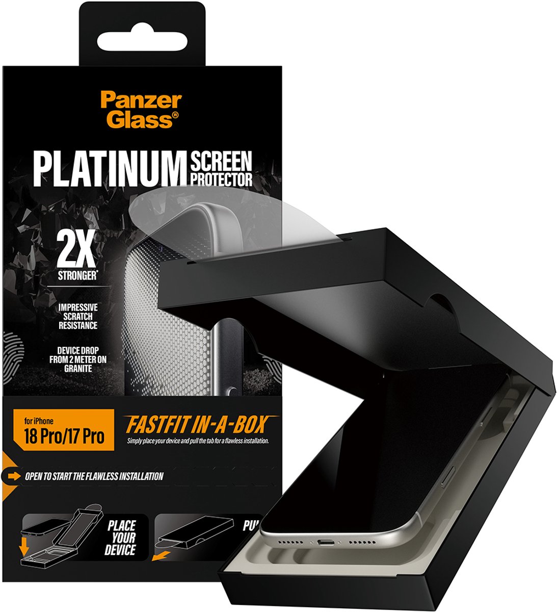 PanzerGlass Platinum Screen Protector iPhone 18 Pro/17 Pro/Ultra-Wide Fit w. FASTFIT IN-A-BOX