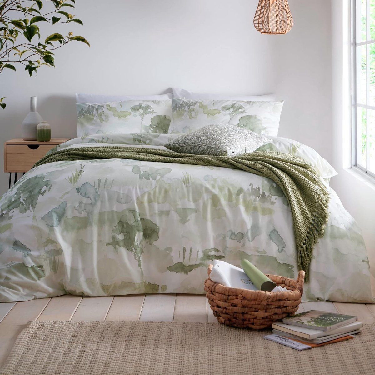 Loft - Edale - 100% katoenen dekbedovertrekset - Super-kingsize bedmaat in groen
