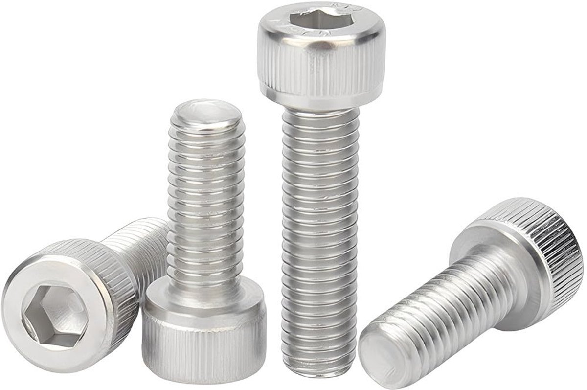 20 stuks zeskantschroeven, M6 x 25 mm, cilinderschroeven van roestvrij staal, machineschroef met volledige schroefdraad, zilver