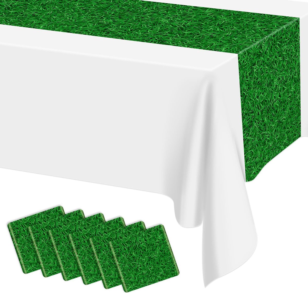 Tafellopers, 35 x 274 cm groen gras tafelloper voor golf party decoraties bos babyshower decoraties