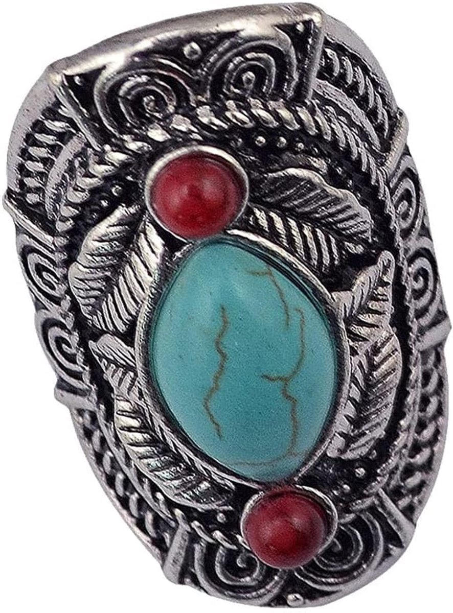 Ringen Retro Fancy Bohemen Vintage Gezamenlijke Ringen met Rode Steen voor Verstelbare Maat, Metaal