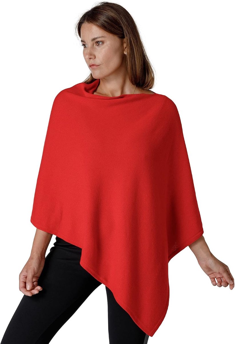 Cashmere galvan Ponchio | 100% zuiver kasjmier | Made in Italy, Rood,