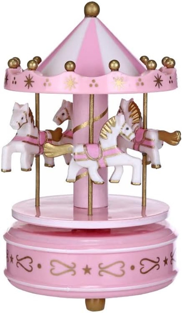 Carrousel Gift Kerst Bruiloft Verjaardag Decor Cake Voor Meisje Moeder Dochter Valentijnsdag Thanksgiving Gift Ornament (Roze)