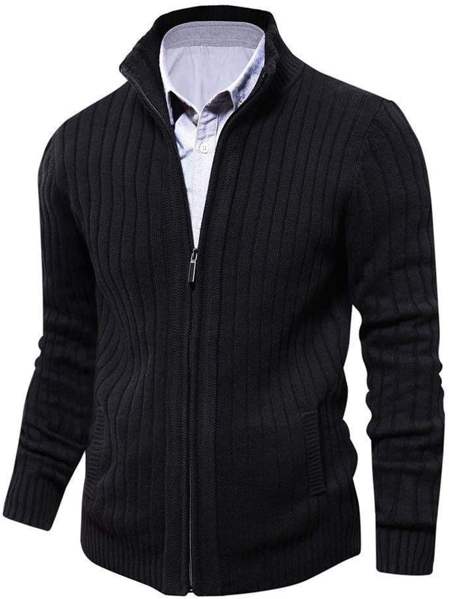 Aoli ray Herenvest, herfst, winter, met ritssluiting, slim fit, informele mesh jas, rechte kraag, lange mouwen, met 2 zakken