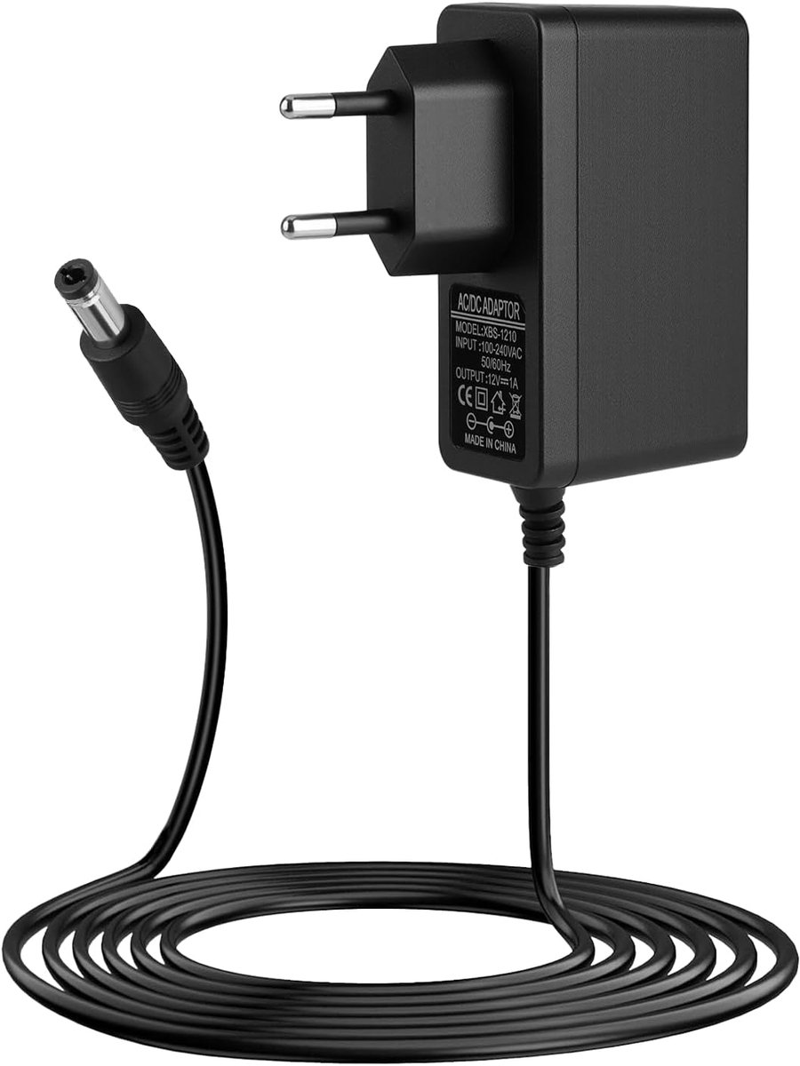 Voedingsadapter, 12 V, 1 A, 3 m, AC 100-240 V, 50/60 Hz, jackstekker 5,5 x 2,5 mm, compatibel met tv-box, ledstrips, router, camera en andere elektronische apparaten