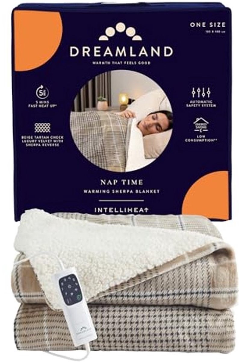 Beige Tartan Check Warming Sherpa Deken 180x135 cm