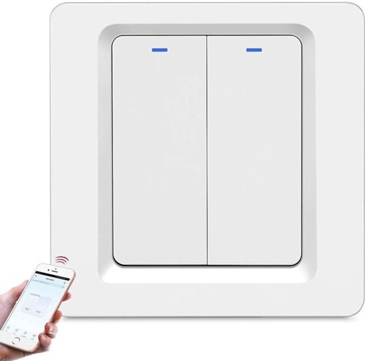 Slimme WiFi Lichtschakelaar met Spraakbesturing en Afstandsbediening - Draadloze 2-Pins Schakelaar voor Smart Home