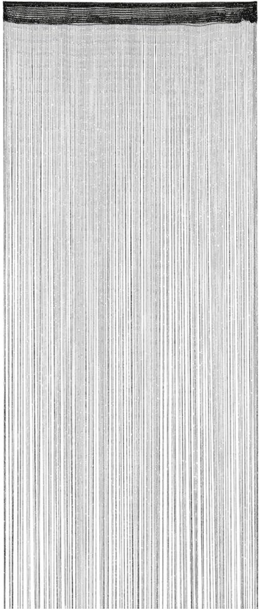 Vliegengordijn Glitter 90x245 cm - In te korten - Trekkoord - Deuren en ramen - Wasbaar - Zwart - Polyester