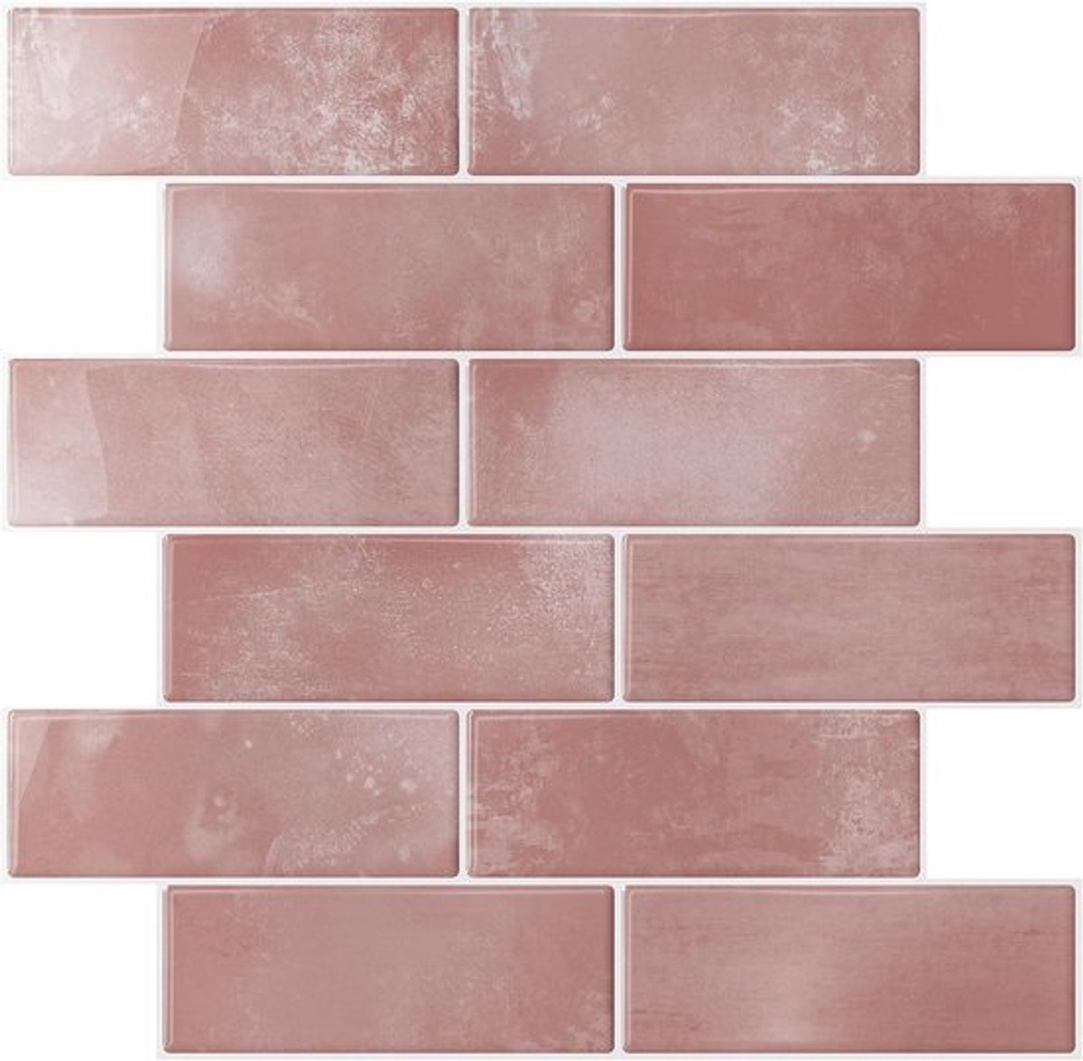 Roze wandtegels - zelfklevend - geschikt voor keuken en badkamer - 30,5 cm x 30,5 cm - waterdicht