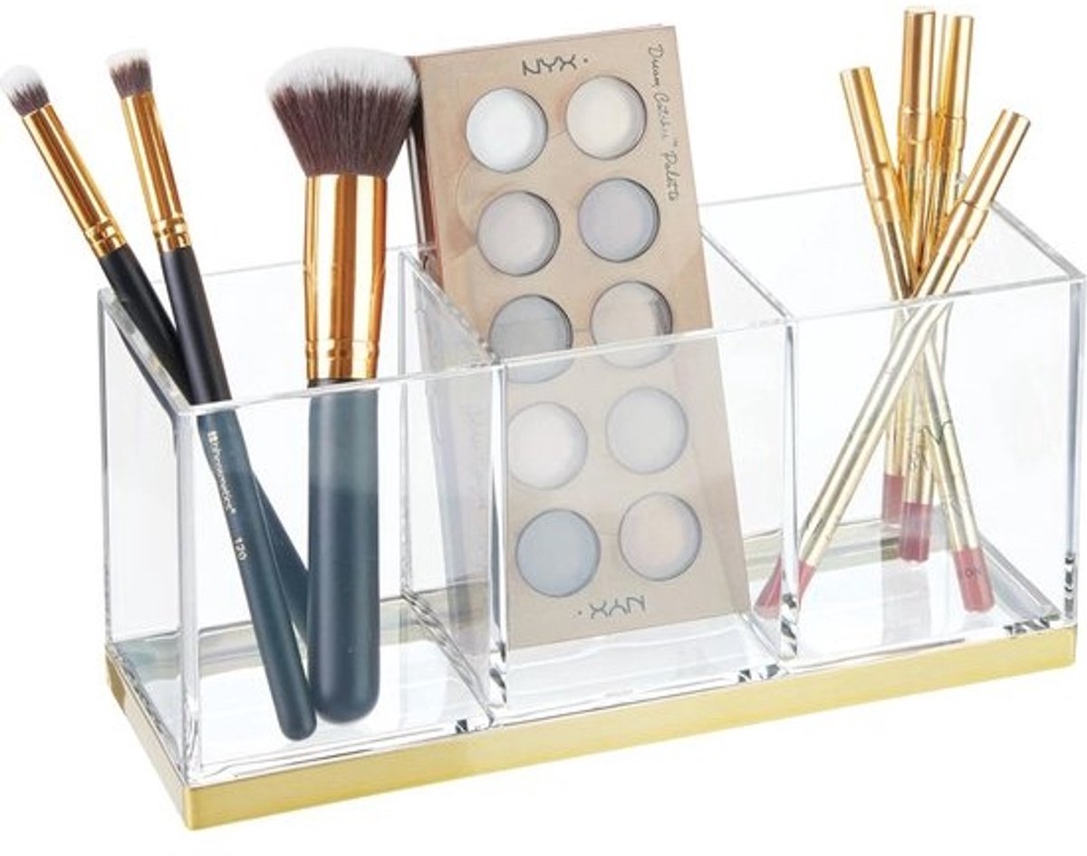 Make-up organizer met 3 compartimenten - doorzichtig cosmetica-organizer voor make-up en accessoires