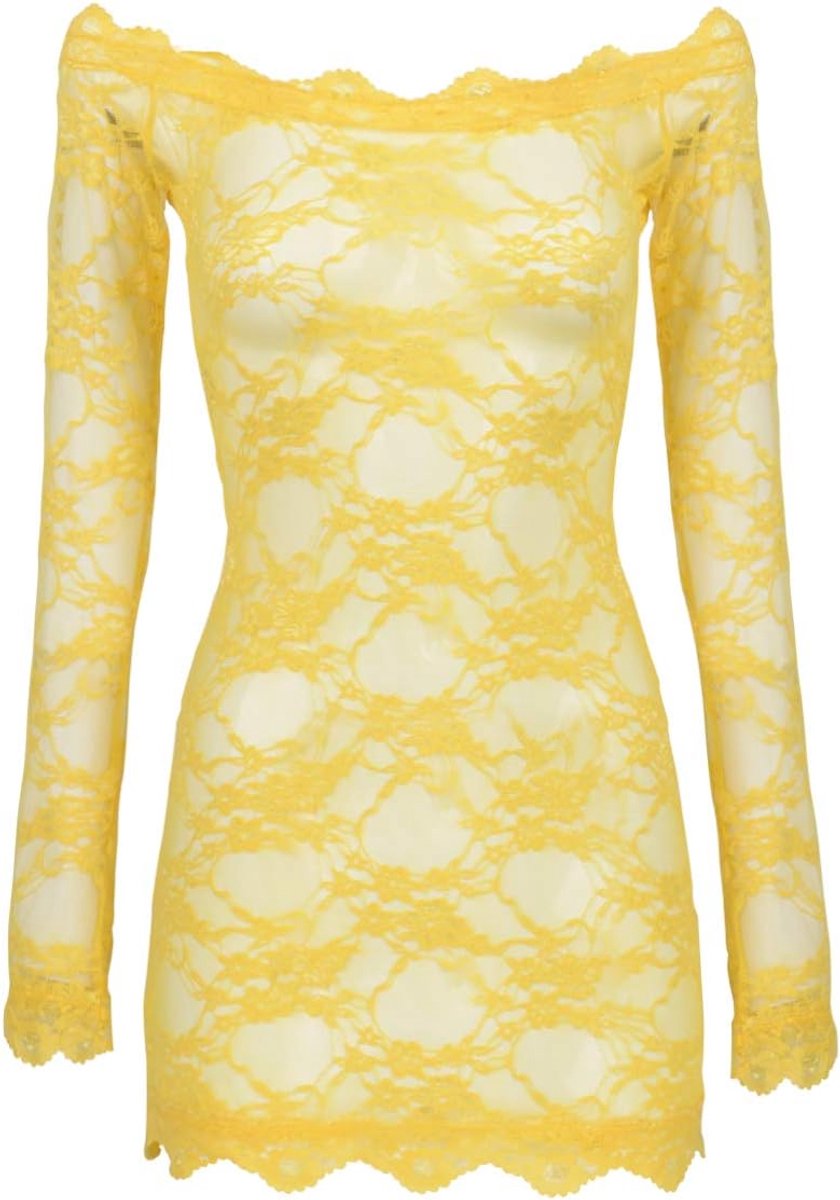 Kanten negligé grote maten voor dames babydoll lingerie schouderloze lingerie nachtkleding kanten jurk met G-string S-4XL