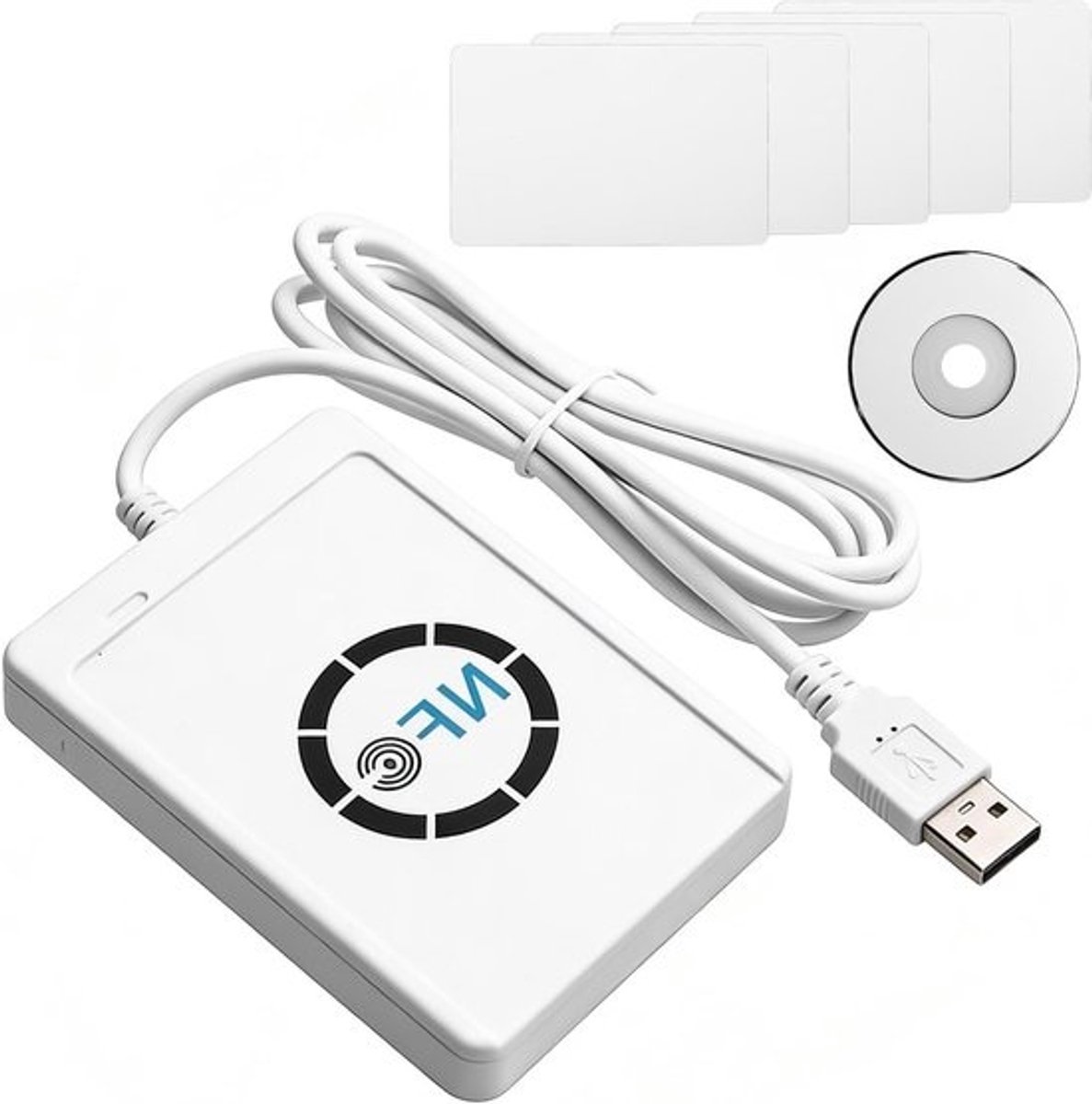 Contactloze NFC Lezer en Schrijver voor RFID Kaarten, Inclusief 5 IC Kaarten en CD, Snelle Gegevensoverdracht en Duplicatiefunctie