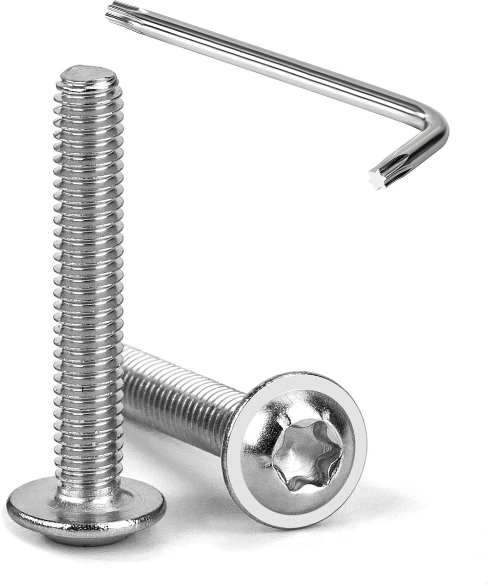 20 stuks M4 x 25 mm lenskopschroeven met flens Trox lenskopschroeven binnenzeskant roestvrij staal A2 V2A flensschroeven volledige schroefdraad met T20 inbussleutel