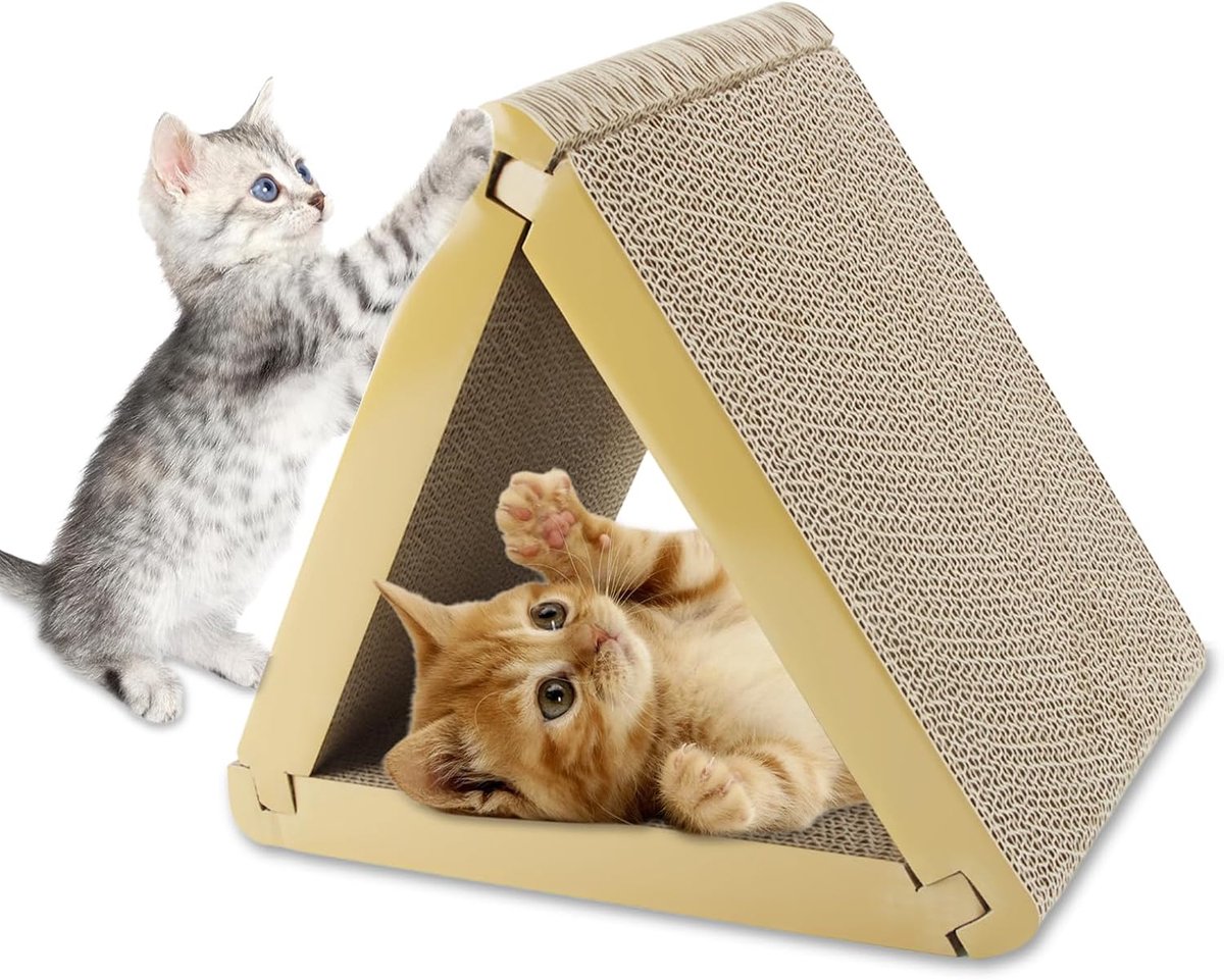 Driehoekvormig, krabplank voor kleine katten, kattenkrabplank voor muur en hoek, krabkarton voor katten, klauwplank, hoogwaardig krabkarton, katten, huisdierkrabplank