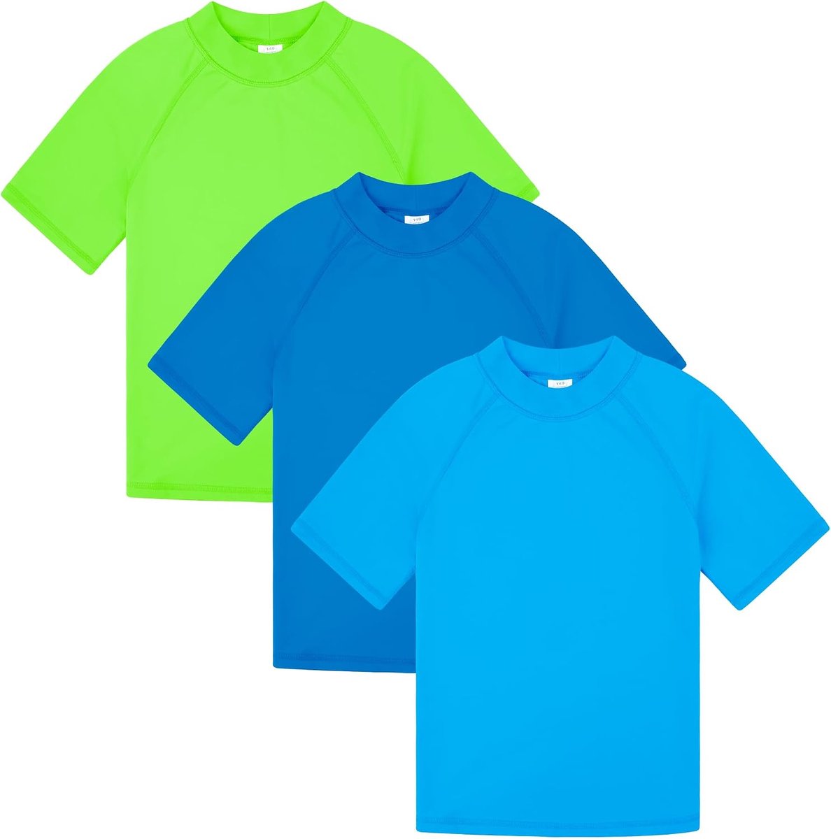 Rashguardshirt met korte mouwen voor kinderen, 3 stuks, met UPF 50+ bescherming, sneldrogende badkleding, rashguard voor jongeren