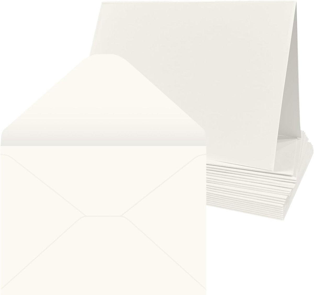 20 Set 5x7 inch Ivoor Blanco Kaarten met Briefenveloppen, 100gsm Enveloppen 300gsm Vouwkaarten voor Wenskaarten, Uitnodigingen, Verjaardagskaarten, Dankkaarten - 12,7 x 17,8 cm