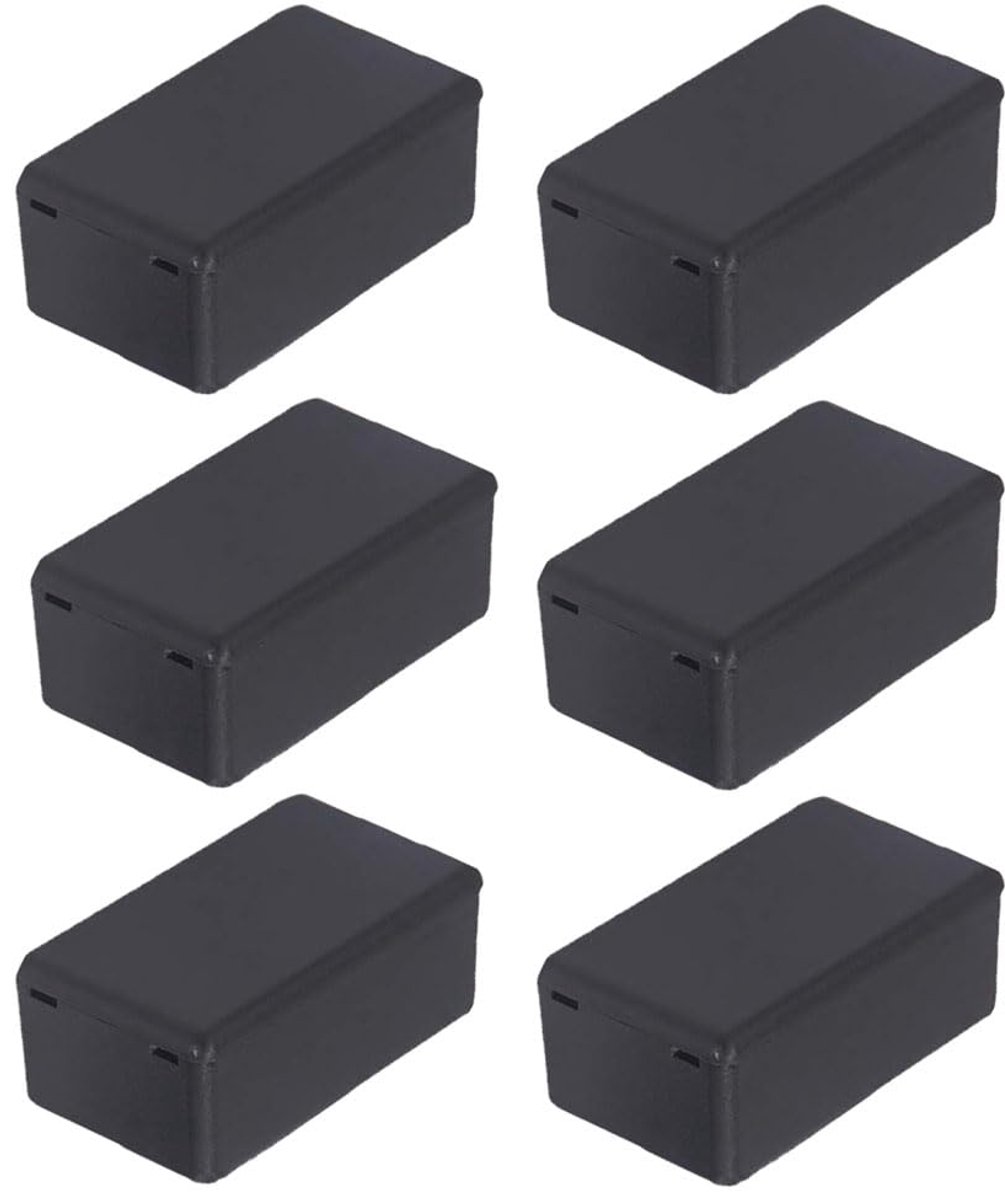 6 stuks kunststof aansluitdoos, kleine elektrische aansluitdoos 61 x 36 x 25 mm universele projectbehuizing voor elektronica voeding instrument (zwart)