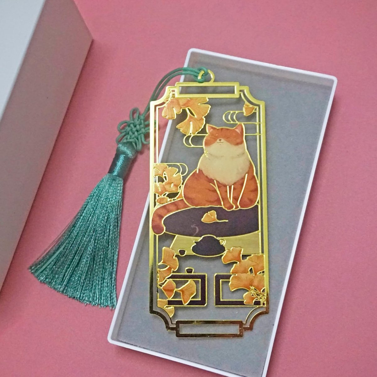 Bladwijzer met geschenkdoos, bladmarker met kwastje, leescadeaus voor vrouwen, moeder, leraren, studenten (kat 02)