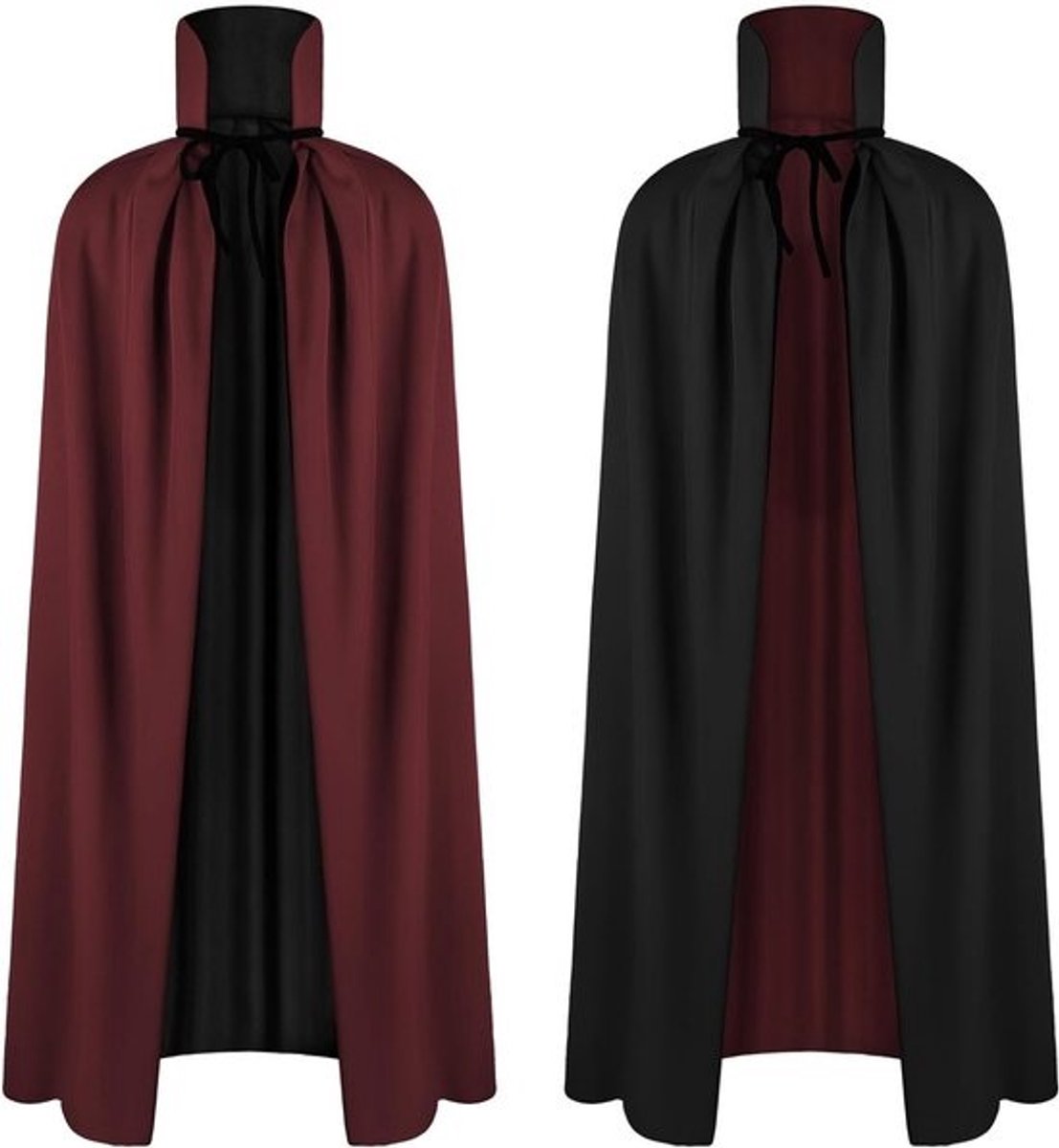 Halloween Dubbele Laag Cape voor Vampier Kostuum en Heks Cosplay - Volledige Lengte Cloak voor Mannen en Vrouwen, Perfect voor Feestjes en Verkleedpartijen