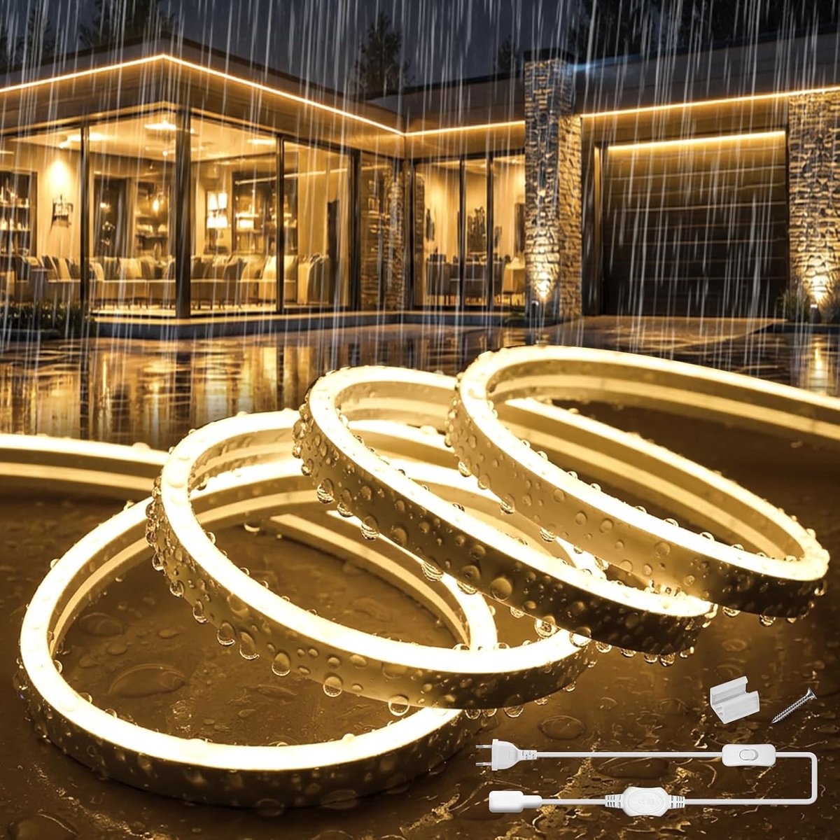 20m Neon LED Strips 220V Siliconen Buiten Waterdicht IP65