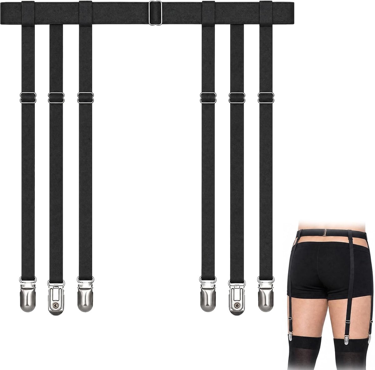 Unisex tailleband met afneembare jarretelles | elastische sokkenriem voor dames en heren | comfortabele lingerie, feest- en cosplayaccessoire