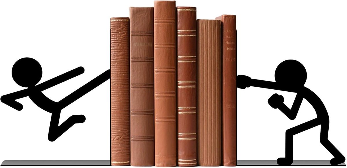 Boeksteunen met martial arts figuren - metalen zwart - unieke design - inspireert tijdens het lezen - ShopVlot