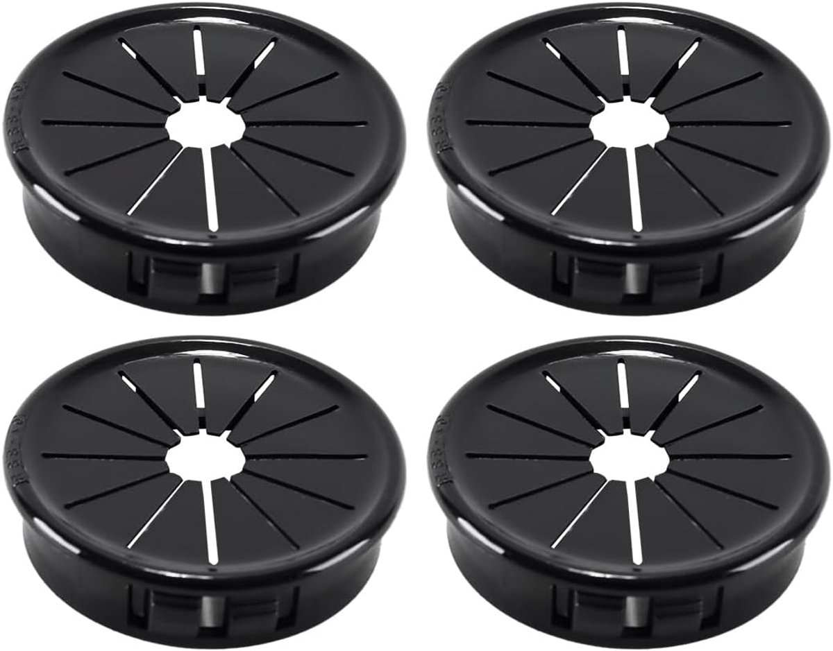 4 stuks kabeldoorvoeren voor bureau, 40 mm ronde kunststof klik-in-aansluiting, zwarte kabelorganizer voor op kantoor en thuis