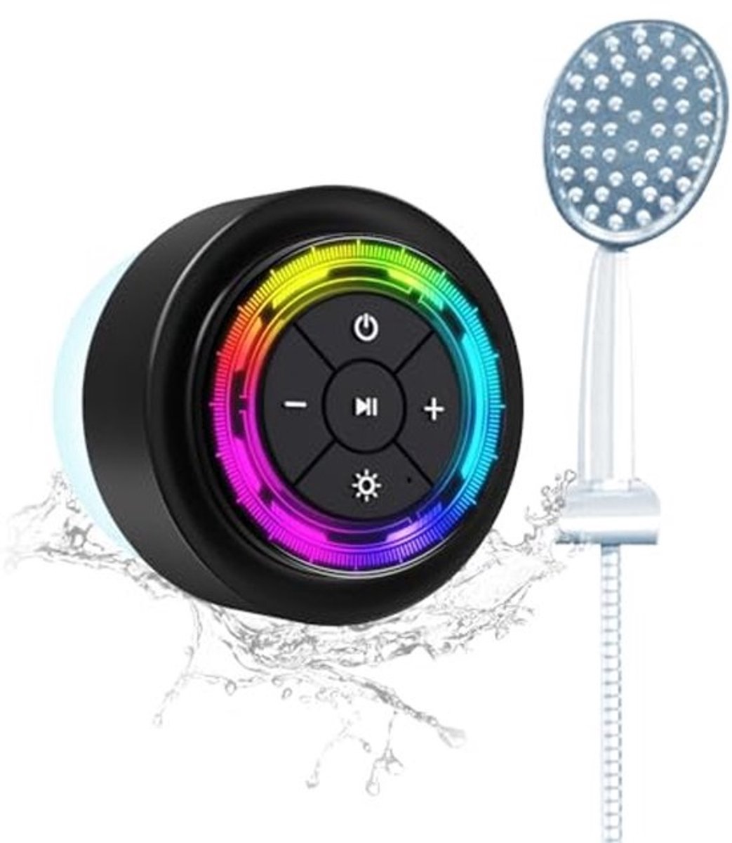 Waterdichte Bluetooth Doucheluidspreker met RGB-verlichting en Diepe Bas
