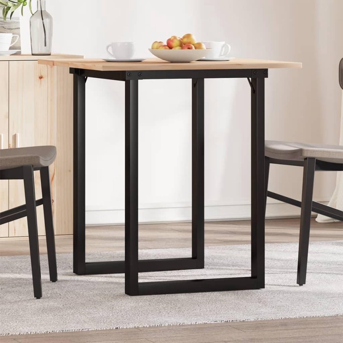Eettafel O-frame tafel voor woonkamer keukentafel voor woonkamer 60x60x75 cm massief hout grenen en staal