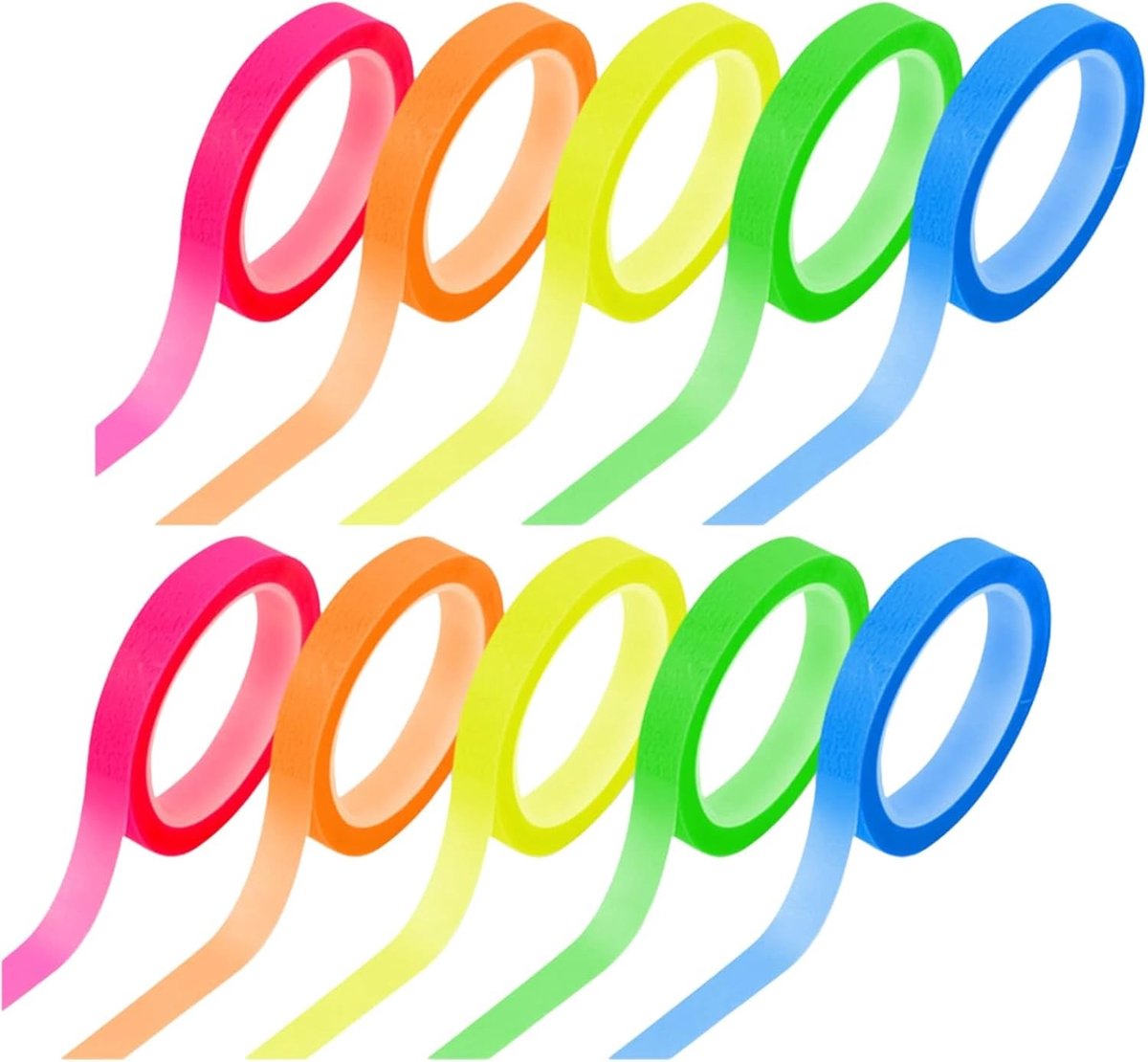 Kleurige Transparante Sticky Notes, Zelfklevende Fluorescente Labels voor School, Studeren en Aantekeningen - 10 Rollen van 0.6 cm x