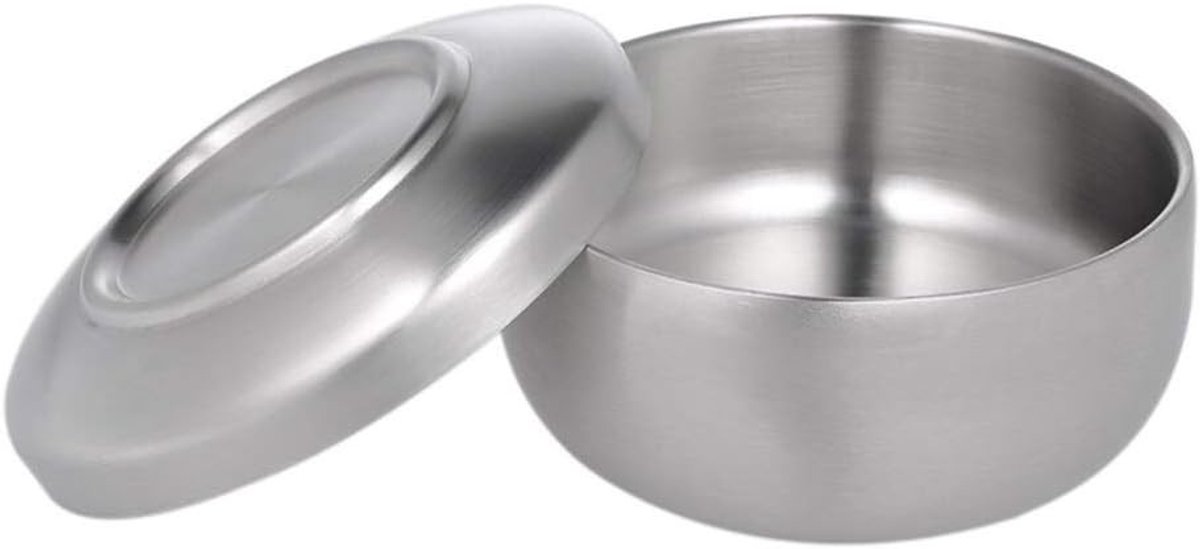 Shaving Bowl en Scheerzeep Schaal met Deksel voor Scheeraccessoires - RVS, 11x11x6.5 cm, Duurzaam en Stijlvol
